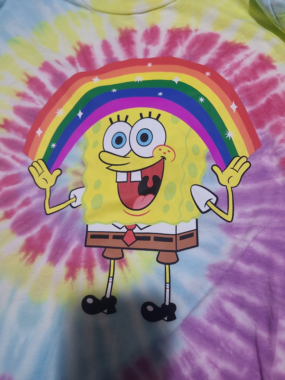 SpongeBob SquarePants Rainbow Imagination Tie Dye Graphic T-Shirt Unisex Small - Picture 4 of 6